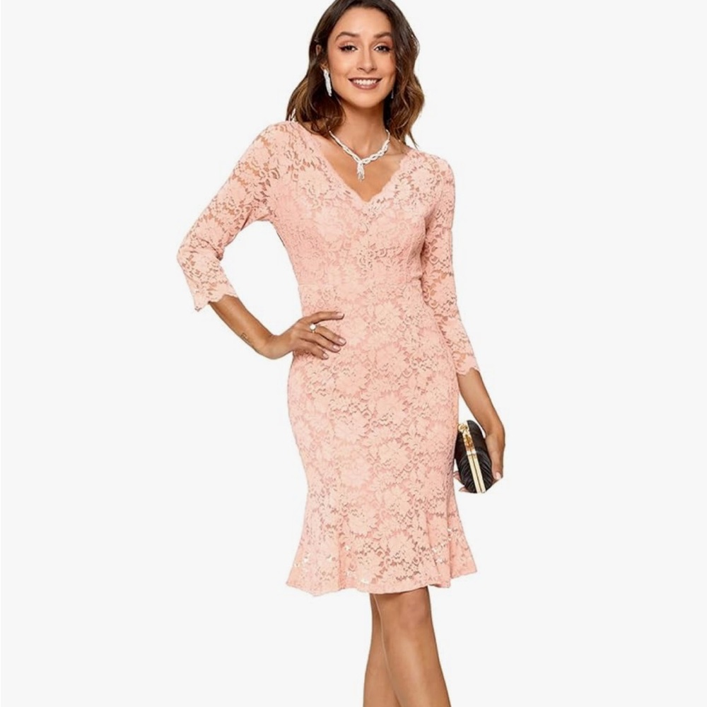 Elegant Pink Lace Dress